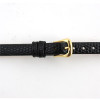 Ladies Watch Band 8 MM Black Long Leather Lizard Grain
