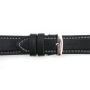 Waterproof Leather Watch Band 20mm Black With White Stitching 7 7/16 Inch Length