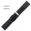 Waterproof Leather Watch Band 22mm Black With White Stitching 7 7/16 Inch Length
