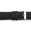 Waterproof Leather Watch Band 20MM Black With Orange Stitching