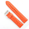 Orange Leather Watch Strap 24mm Padded Stitched Croco Grain 7 7/16 Inch Length
