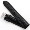 Black Leather Watch Strap 24mm Padded Stitched Croco Grain 7 7/16 Inch Length