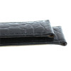 Black Leather Watch Strap 24mm Padded Stitched Croco Grain 7 7/16 Inch Length