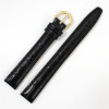 Black Watch Band Leather 12mm Gator Chrono Style 7 1/2 Inch Length
