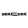 Silver Tone Stainless Steel Metal Watch Band with Black Accents 24mm
