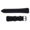 Black 24 mm Silicone Watch Band Sport Strap with White Stitching