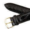 Hadley Roma Croco Grain Padded Stitched Watch Strap Black 20 mm Extra Long