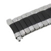 Silver Tone Stainless Steel Expansion Watch Band with Black Accents, Curved Expandable Ends Fit 18-22MM