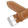 22MM Brown Camel Grain Leather Watch Band with White Stitching