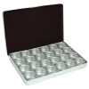 Aluminum Storage Box with 24 pieces 32mm Individual Tins with Clear tops