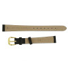 Leather Watch Strap 10mm Black Polished Calf Style Flat 7 3/8 Inch Length