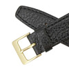 Leather Watch Strap 12mm Flat Black Polished Calf Style 7 3/8 Inch Length