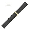 Leather Watch Strap 12mm Flat Black Polished Calf Style 7 3/8 Inch Length