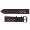 Hadley Roma Leather Watch Band Waterproof 22MM Black With Red Stitching