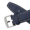 Navy Blue Alligator Grain 18MM Leather Watch Band with Contrast Stitching