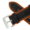 Black Leather 20MM Alligator Grain Stitched with Orange Silicone Lining