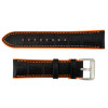 Black Leather 20MM Alligator Grain Stitched with Orange Silicone Lining