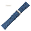 Ostrich Grain 20mm Blue Leather Watch Strap