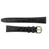 Black Leather Watch Strap 18mm Stitched Flat Croco Grain 6 13/16 Inch Length