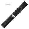 22mm Black Alligator Grain Leather Watch Band with Deployant Buckle 7 7/8 Inch Length