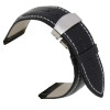 22mm Black Alligator Grain Leather Watch Band with Deployant Buckle 7 7/8 Inch Length