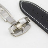 22mm Black Alligator Grain Leather Watch Band with Deployant Buckle 7 7/8 Inch Length