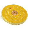5 Inch Yellow Treated Muslin Polishing Buff 3 Rows Stitching with Leather Center
