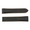 Made To Fit Omega® Speedmaster 22mm Black with Orange Stitching Curved Ends Rubber Watch Band NO CLASP 7 1/2 Inch Length