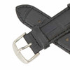 Black Leather Watch Band 24mm Curved Alligator Grain 8 1/4 Inch Length