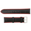 Black Leather 24MM Alligator Grain Stitched with Red Silicone Lining