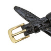 Black Leather Watch Strap 10mm Shiny Flat Croco Grain 6 3/4 Inch Length