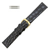 Black Leather Watch Strap 20mm Shiny Flat Croco Grain 7 1/2 Inch Length