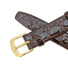 Brown Leather Watch Strap 16mm Shiny Flat Croco Grain 7 1/2 Inch Length