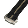 Black and Cream Stripped Ribbed Nylon Watch Band with Deployant Clasp 18mm Strap 9 14/16 Inch Length