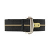 Black and Cream Stripped Ribbed Nylon Watch Band with Deployant Clasp 20mm Strap 9 14/16 Inch Length