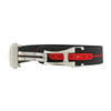 Black and Red Stripped Ribbed Nylon Watch Band with Deployant Clasp 20mm Strap 9 14/16 Inch Length