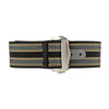 Black, Grey, Cream Stripped Ribbed Nylon Watch Band with Deployant Clasp 20mm Strap 9 14/16 Inch Length