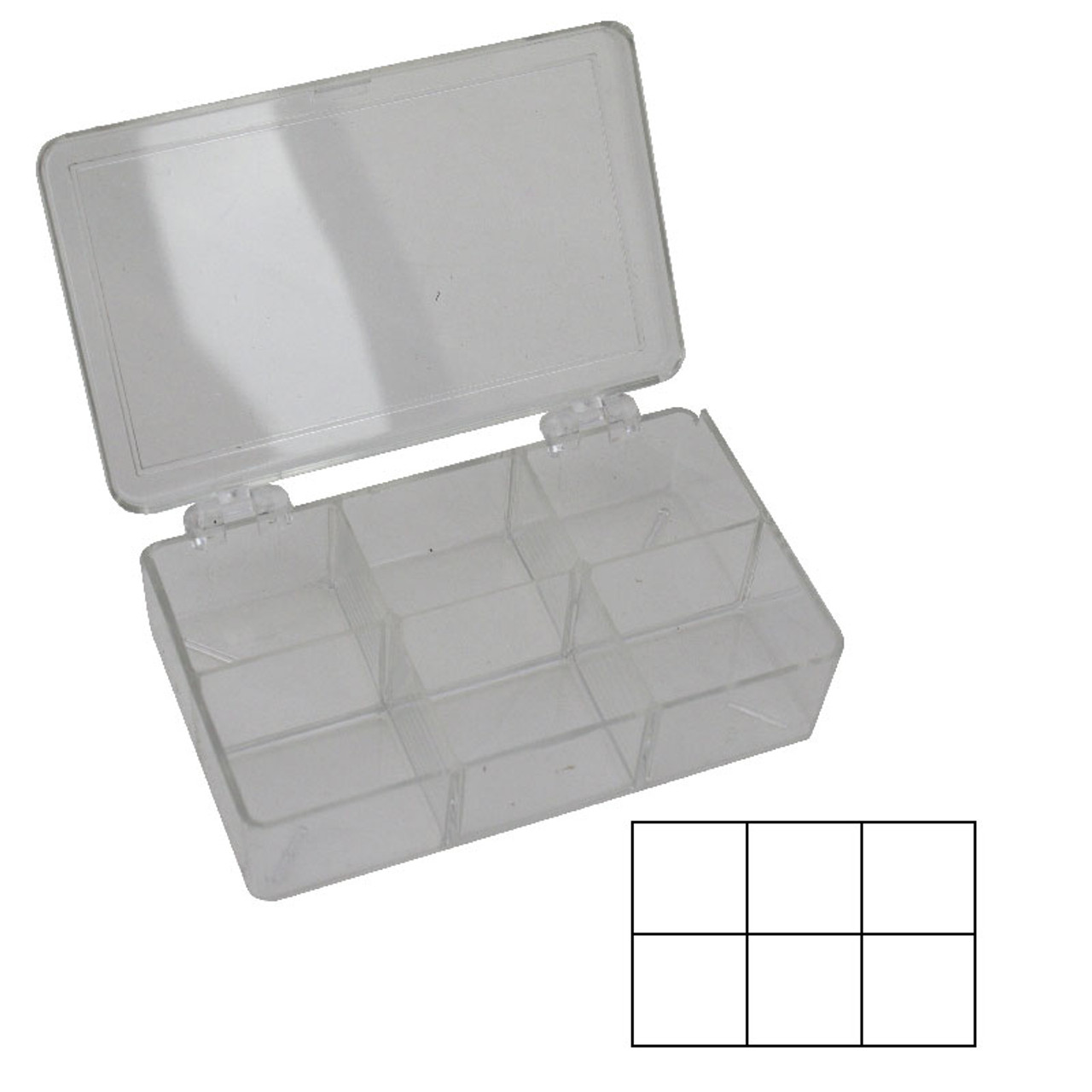 Styrene Storage Box 6 Compartments for Jewelery and Watch Parts
