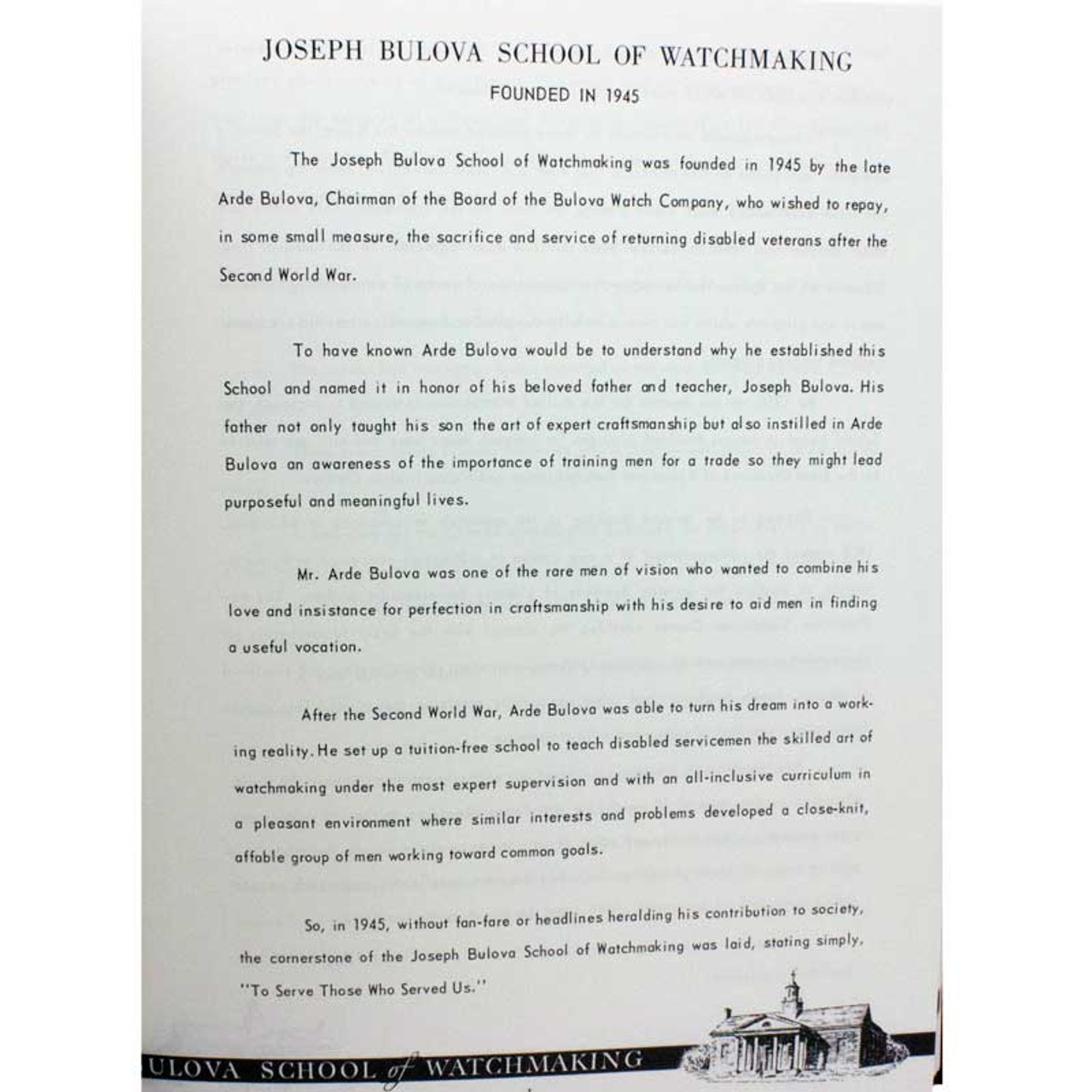 The Joseph Bulova School of Watchmaking Watch Repair Training Manual