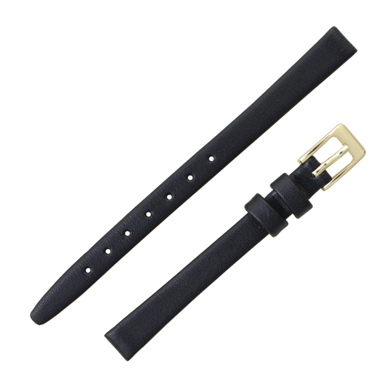 9mm Smooth Calf Black Leather Watch Strap 7 Inch Length