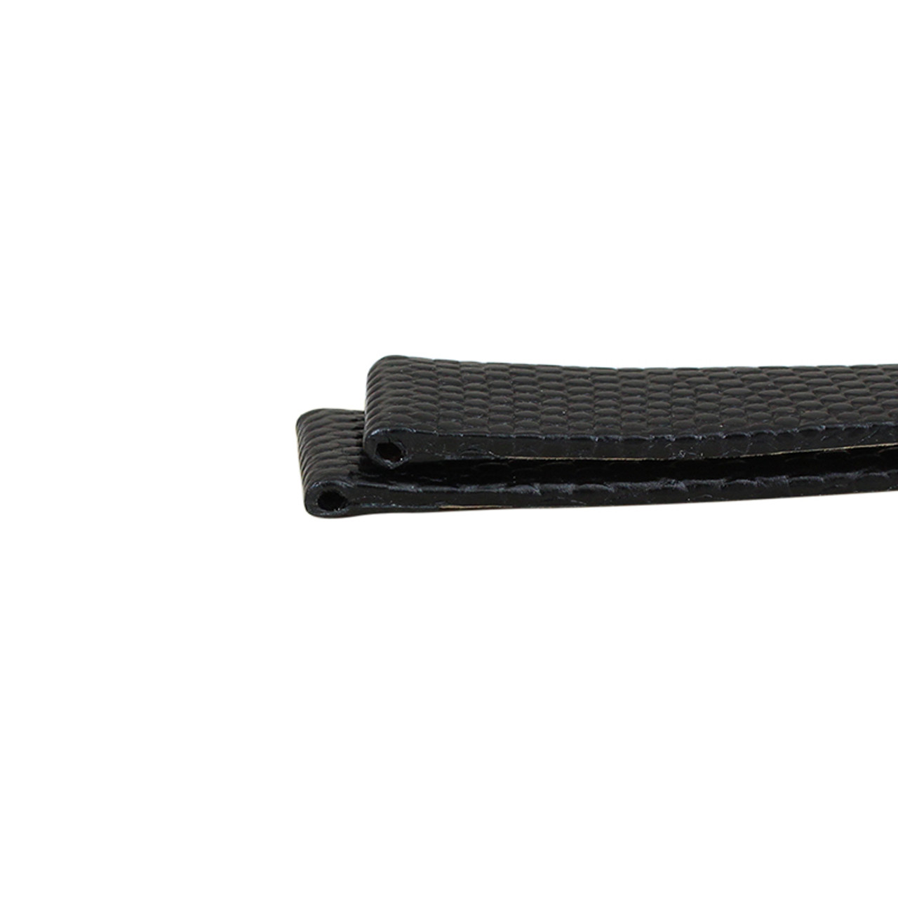 18mm Long Lizard Grain Black Leather Watch Band 8 1/4 Inch Length