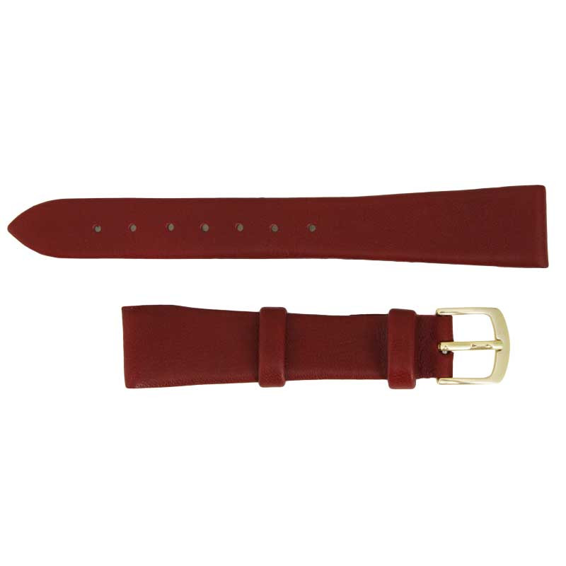 18mm Smooth Red Leather Watch Band Smooth Calf 6 1/2 Inch length