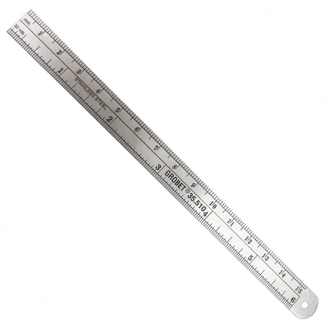Millimeter and inch Ruler White Plastic 7 inch Length | Esslinger