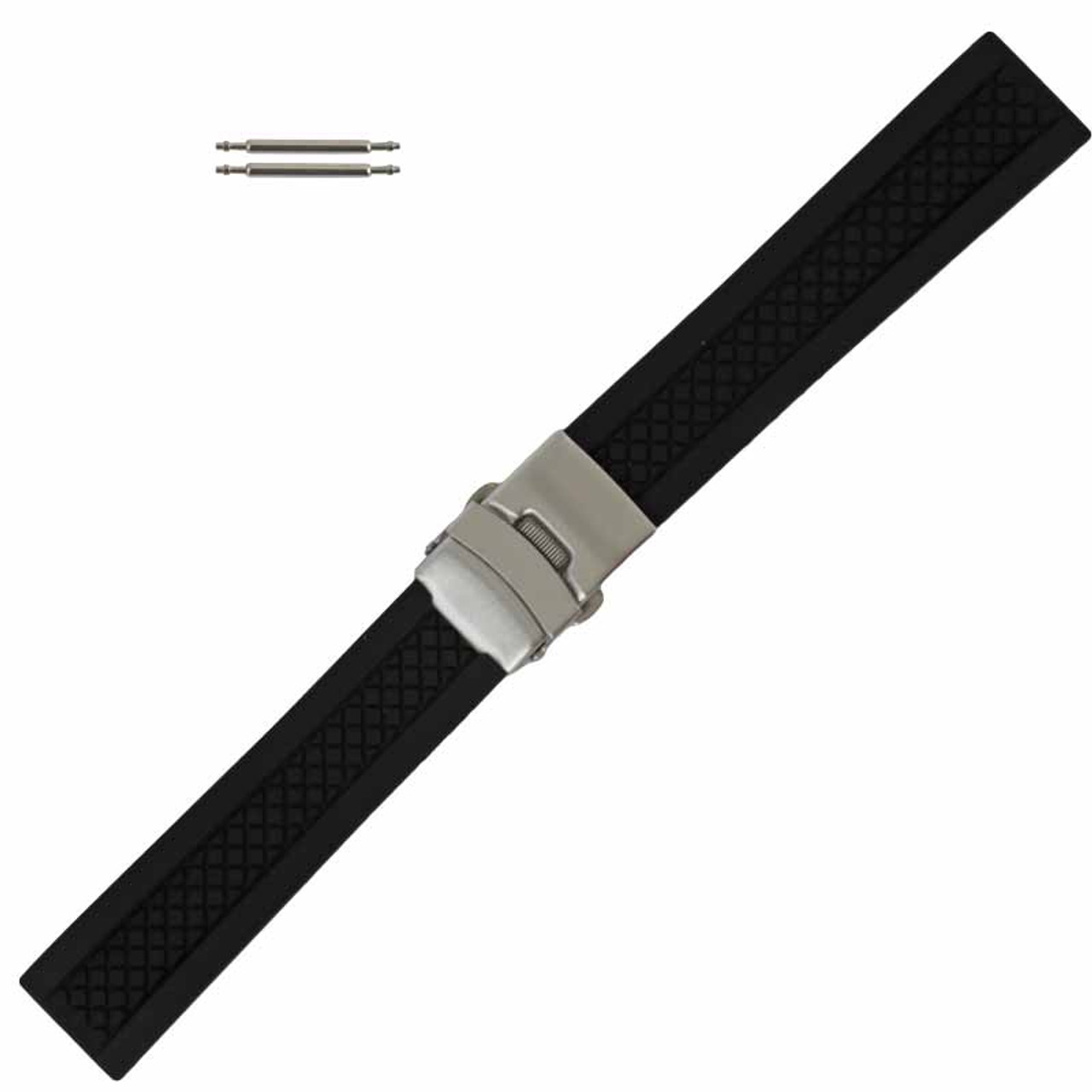 rekken Bloesem Verbieden 20MM Black Silicone Watch Band Rubber Jelly Strap