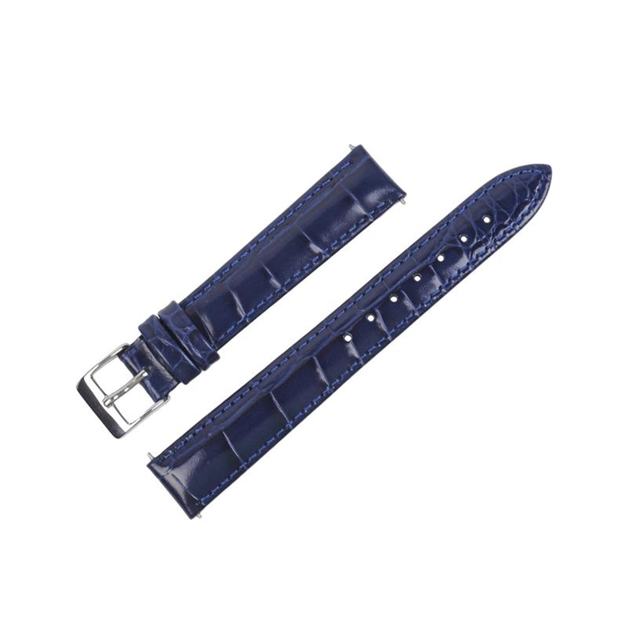 18mm Navy Blue Leather Watch Band 7 7/16 Inch Length
