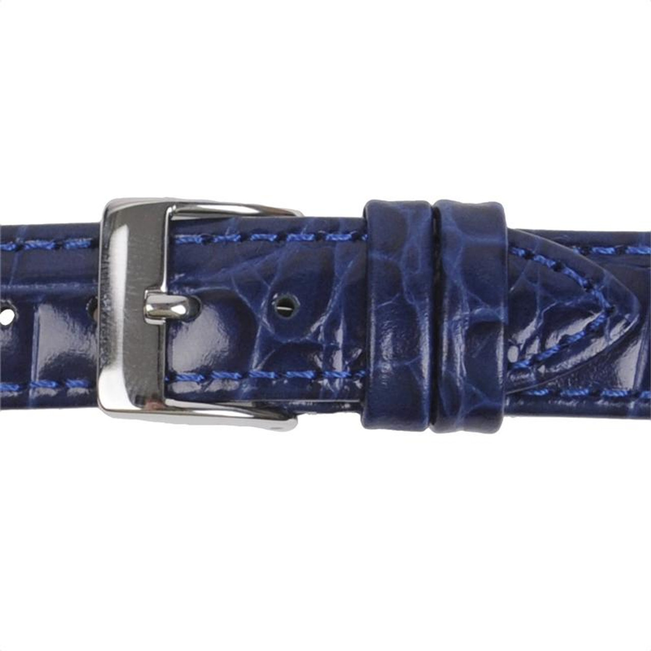 Navy Blue Crocodile Embossed Leather Strap 20mm – Zelos Watches