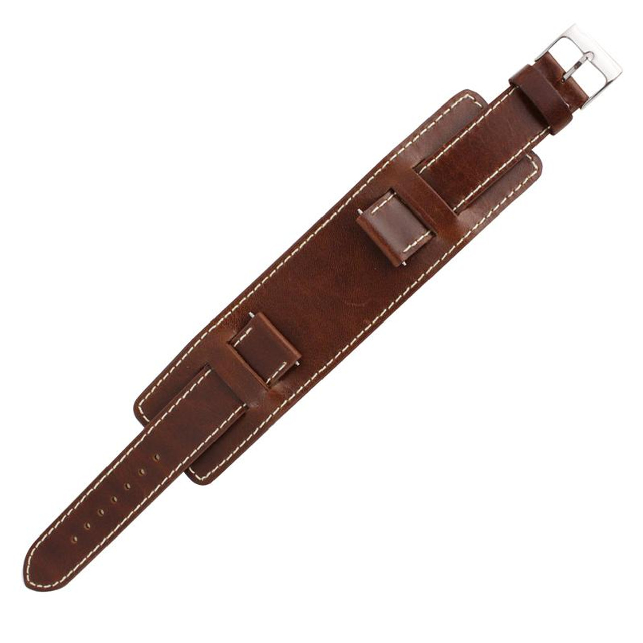 Brown leather Watch Band Wide Leather Strap 20mm 7 1/2 Inch Length - Watch Straps | Esslinger