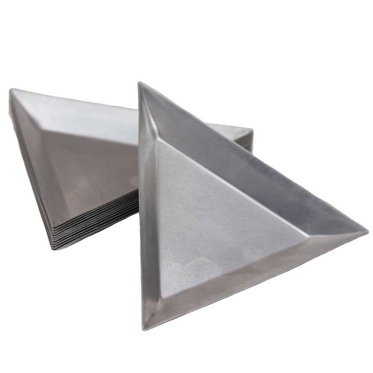 Small Triangular Aluminum Parts Trays 3.25 Inches Set of 12 Trays