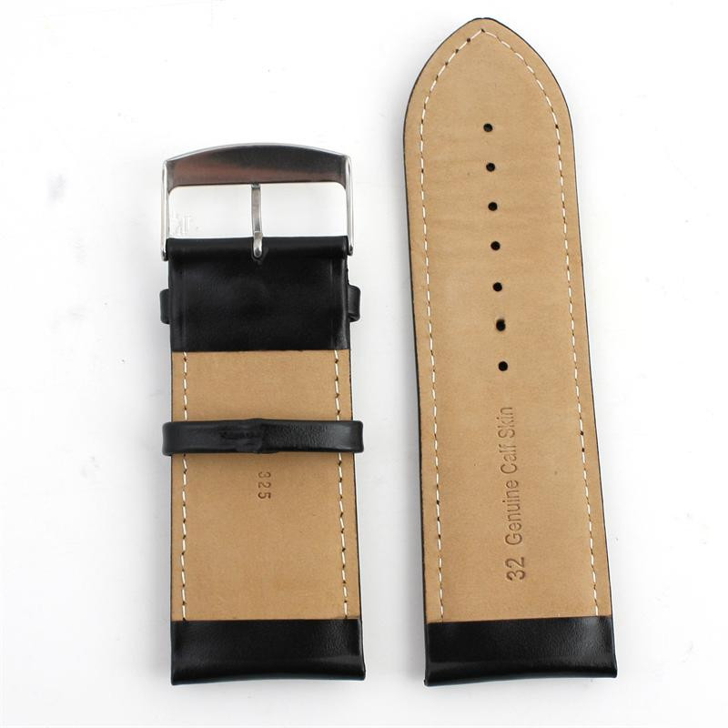 34MM Extra Wide Classic Grain Black Leather Replacement Watch Band