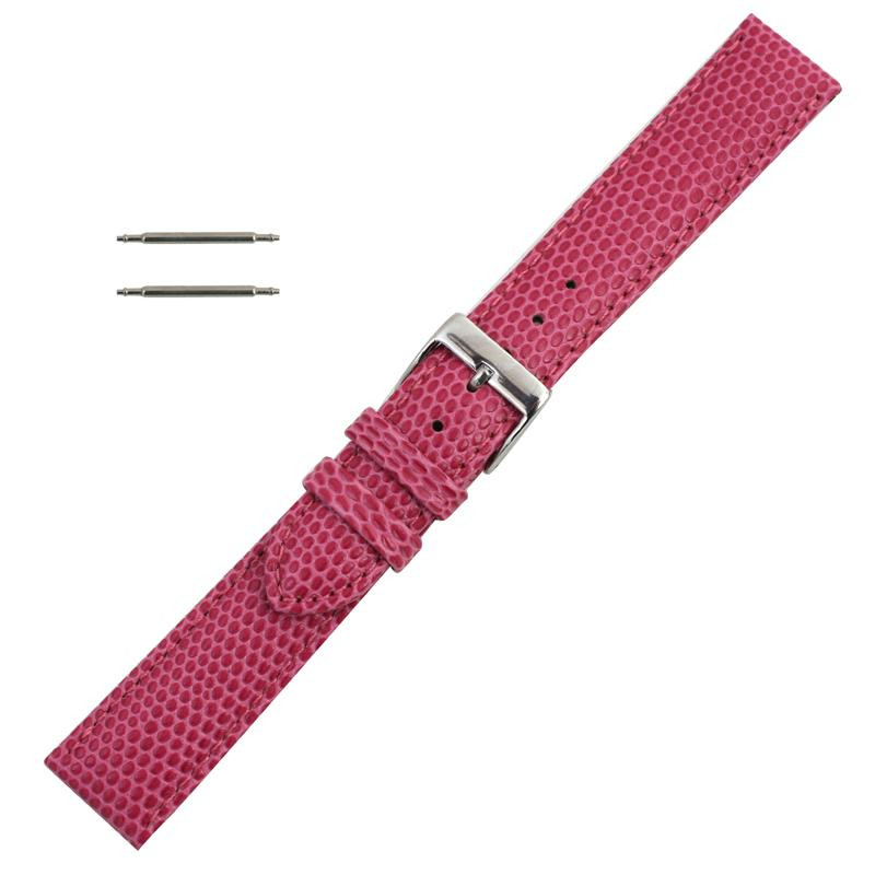 18MM Pink Lizard Grain Leather Classic Watch Band